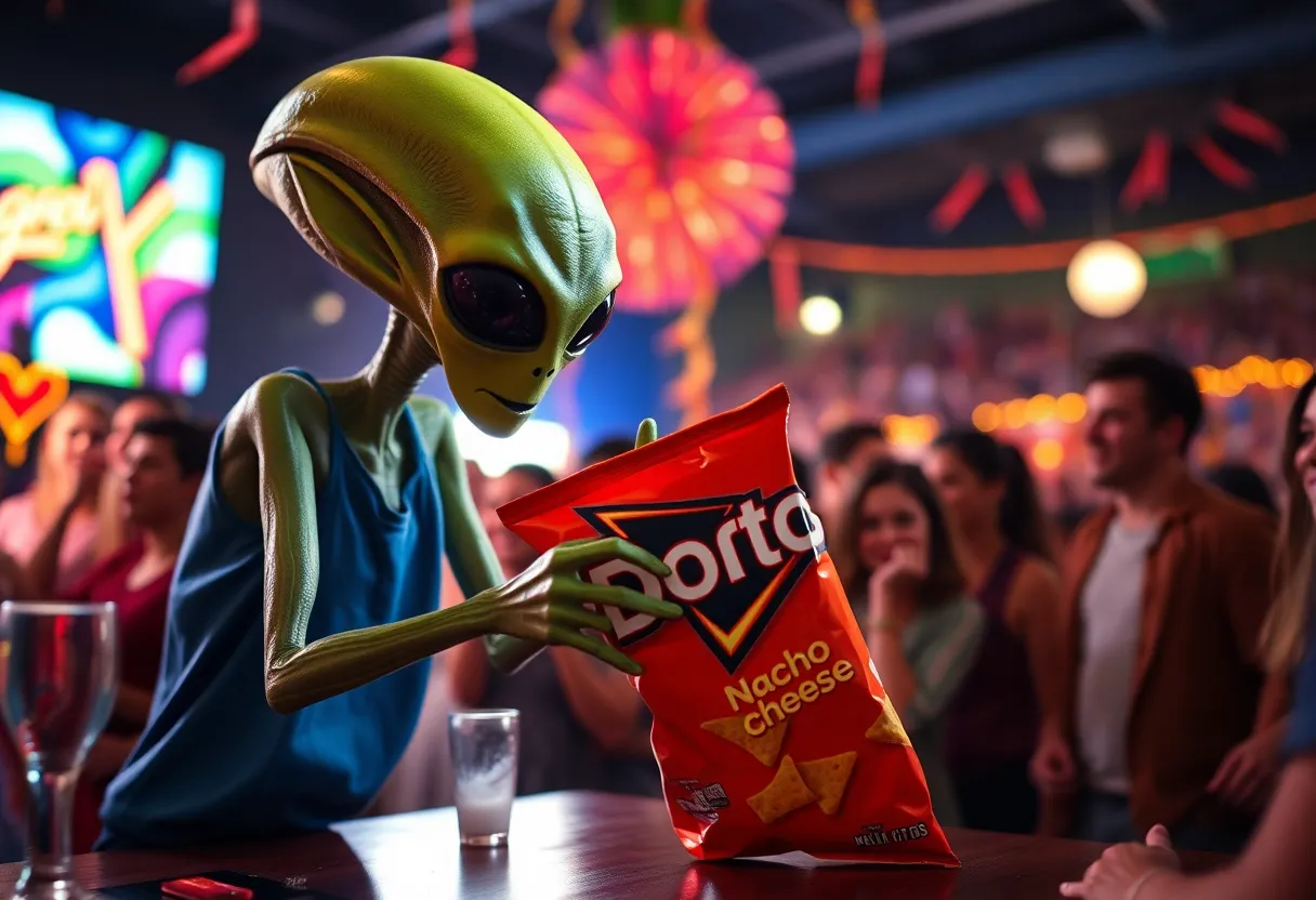 Alien stealing Doritos in Super Bowl commercial