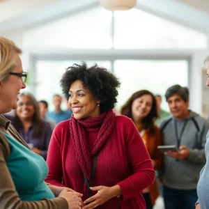 Individuals participating in community support activities focused on recovery and hope.