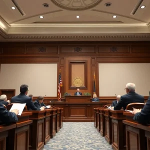 Courtroom discussion about electoral fairness