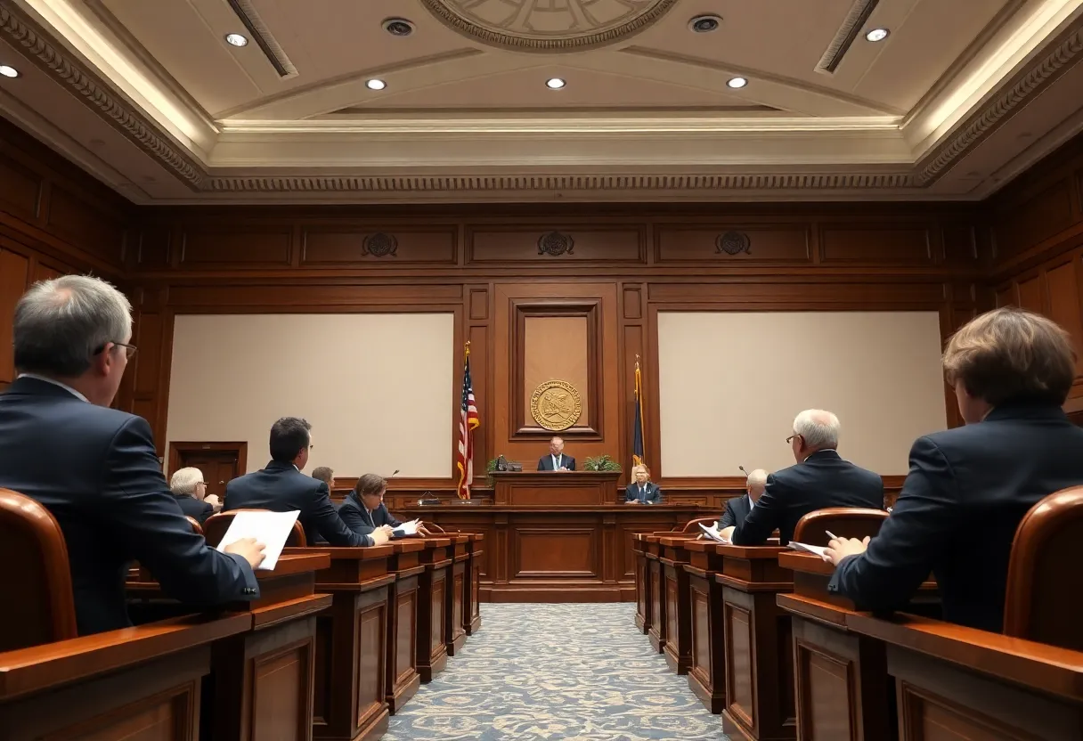 Courtroom discussion about electoral fairness