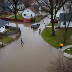 Flooded Detroit streets and homes due to water main break