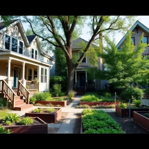 Revitalized housing in a Detroit neighborhood with community interaction.
