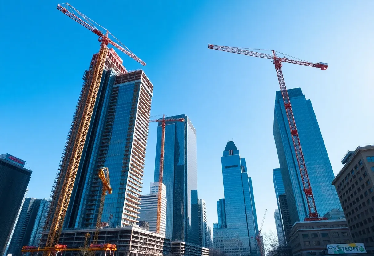 New buildings under construction in Detroit's skyline