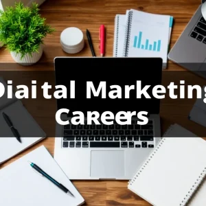 Creative workspace representing digital marketing careers