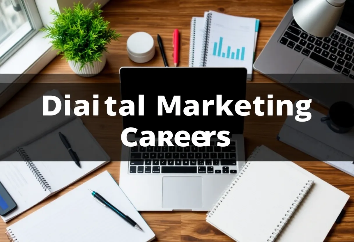 Creative workspace representing digital marketing careers