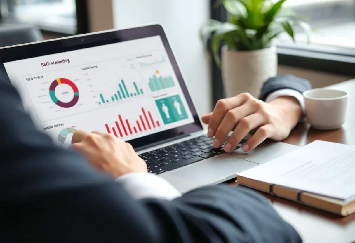 A professional reviewing the digital marketing health check results.