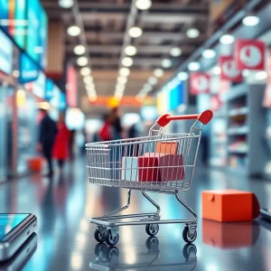 A visual representing the future growth of the e-commerce industry with technology.
