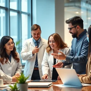 Marketing strategists collaborating on integrated solutions