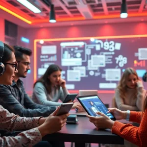 A group of diverse influencers collaborating on marketing strategies for 2025.