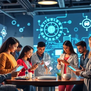 A representation of the future of marketing with AI and authenticity in focus
