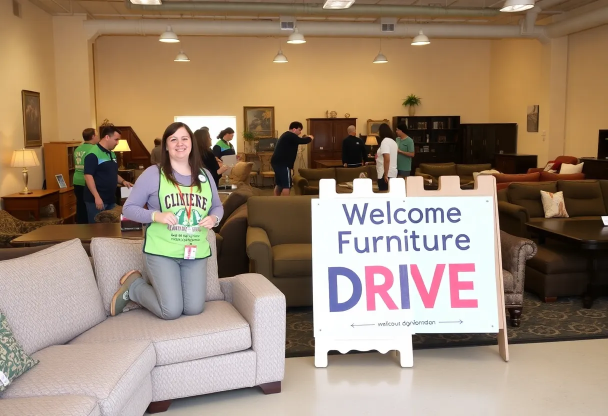 Volunteers collecting furniture for Gorman's Housewarming Drive