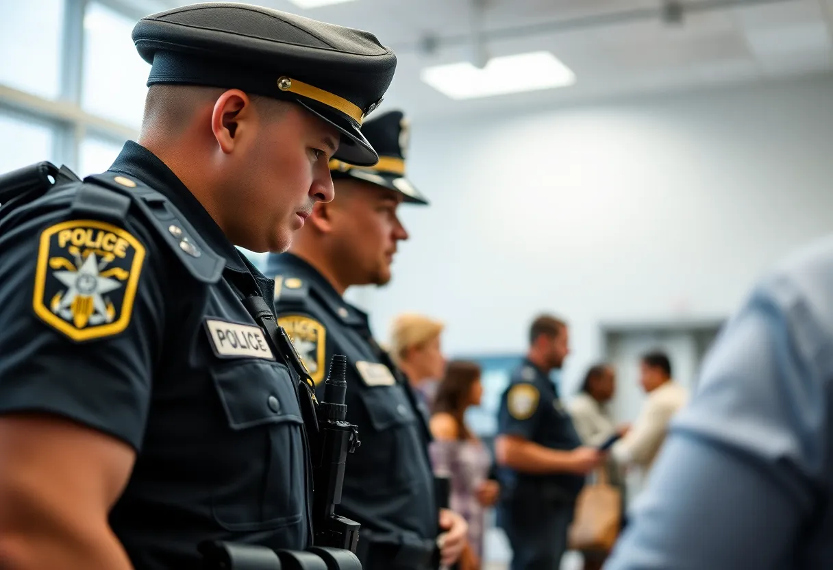 Houston Police Department officers working on a new management system