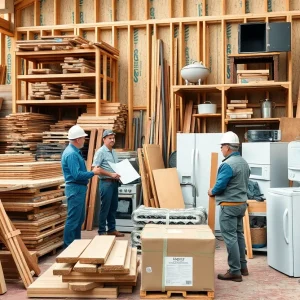 Home renovation materials with price tags showing increases due to tariffs.