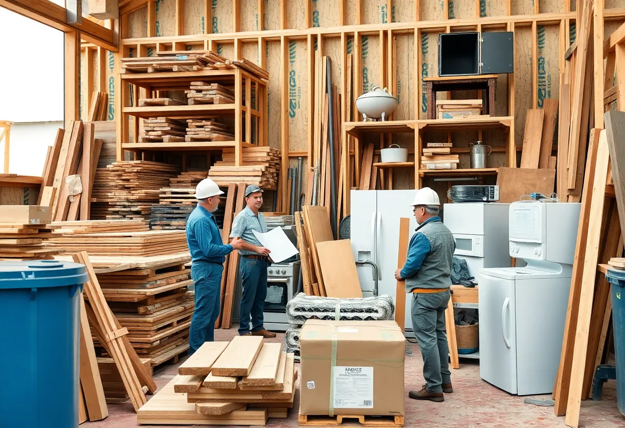 Home renovation materials with price tags showing increases due to tariffs.