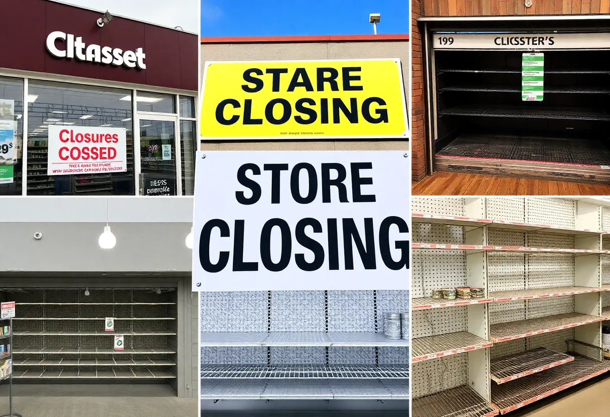 Closed Joann Fabrics store with signage