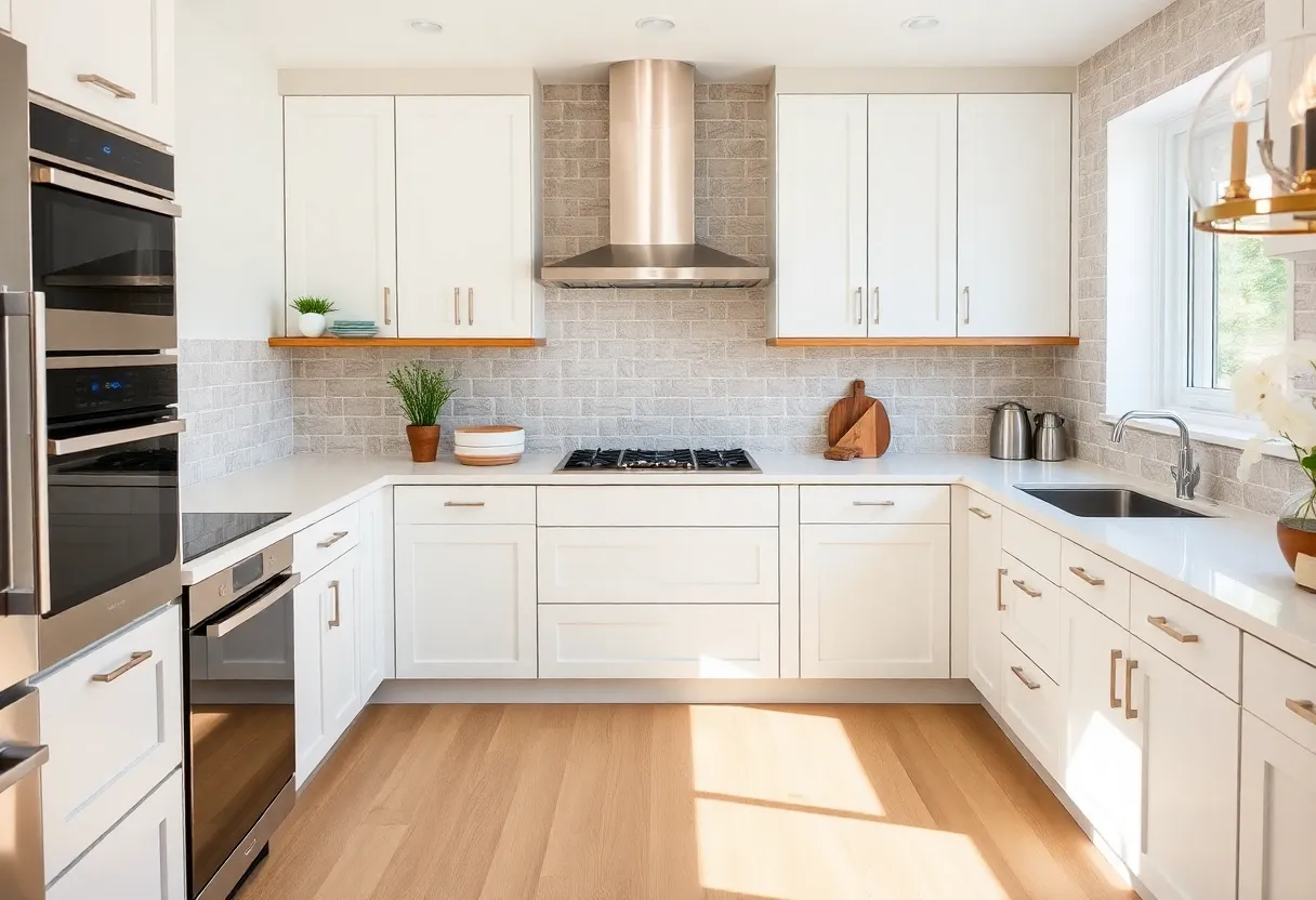 Refaced kitchen cabinets in a modern kitchen setting