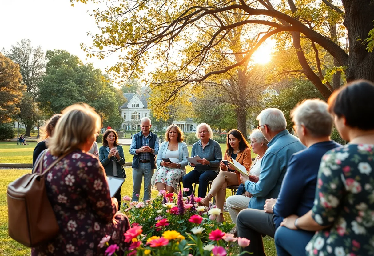 People gathered in a park to honor Hugh Shilliday