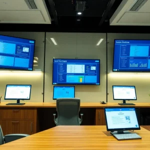 Modern law office utilizing technology for case management.