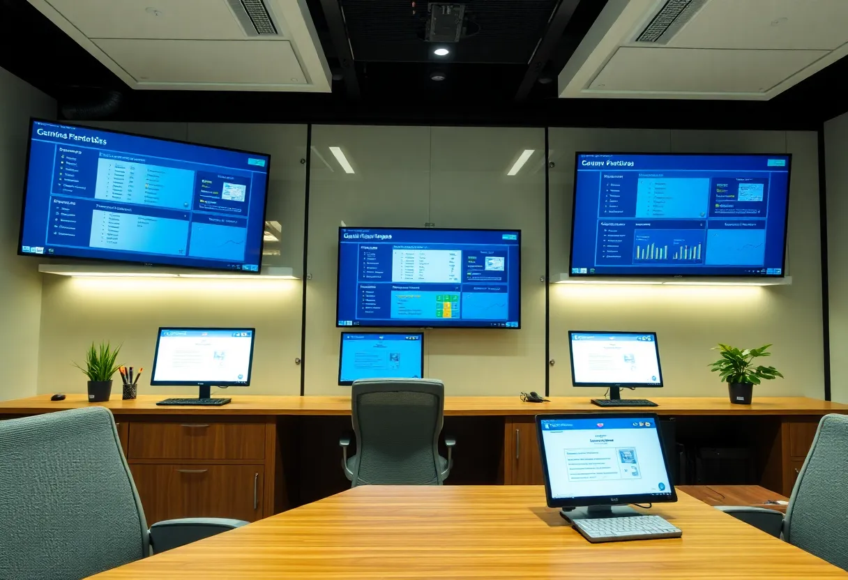 Modern law office utilizing technology for case management.