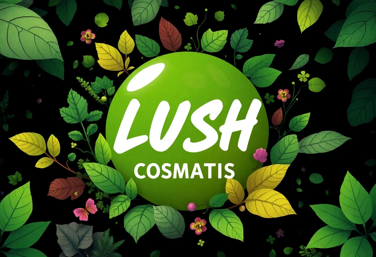 Lush Cosmetics logo against a backdrop of nature, representing digital ethics.