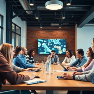 Marketing professionals discussing strategies for 2025