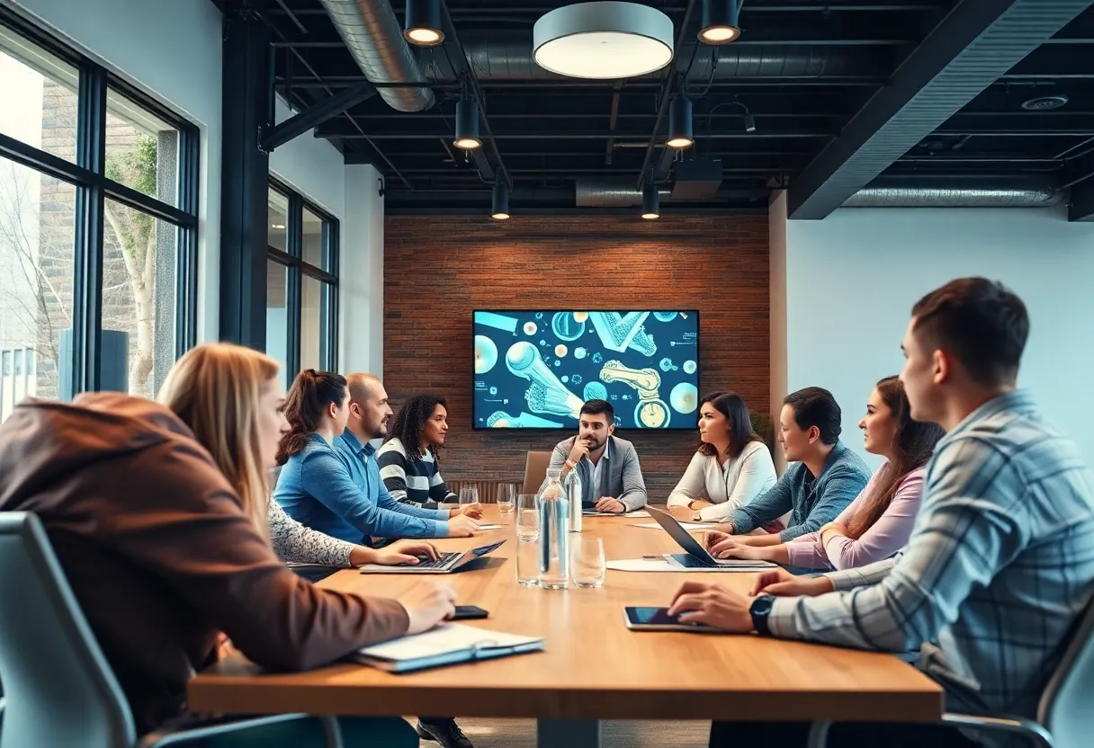 Marketing professionals discussing strategies for 2025