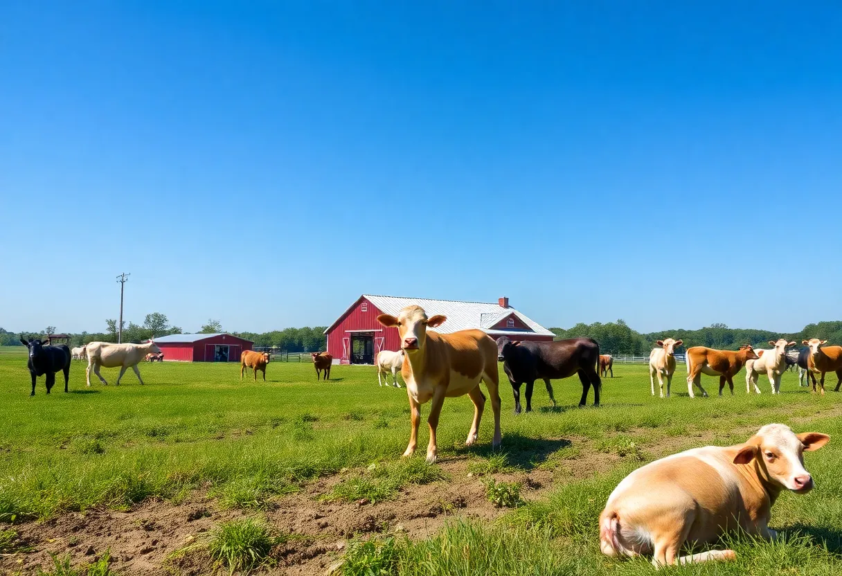 A picturesque farm in Michigan with healthy livestock and crops