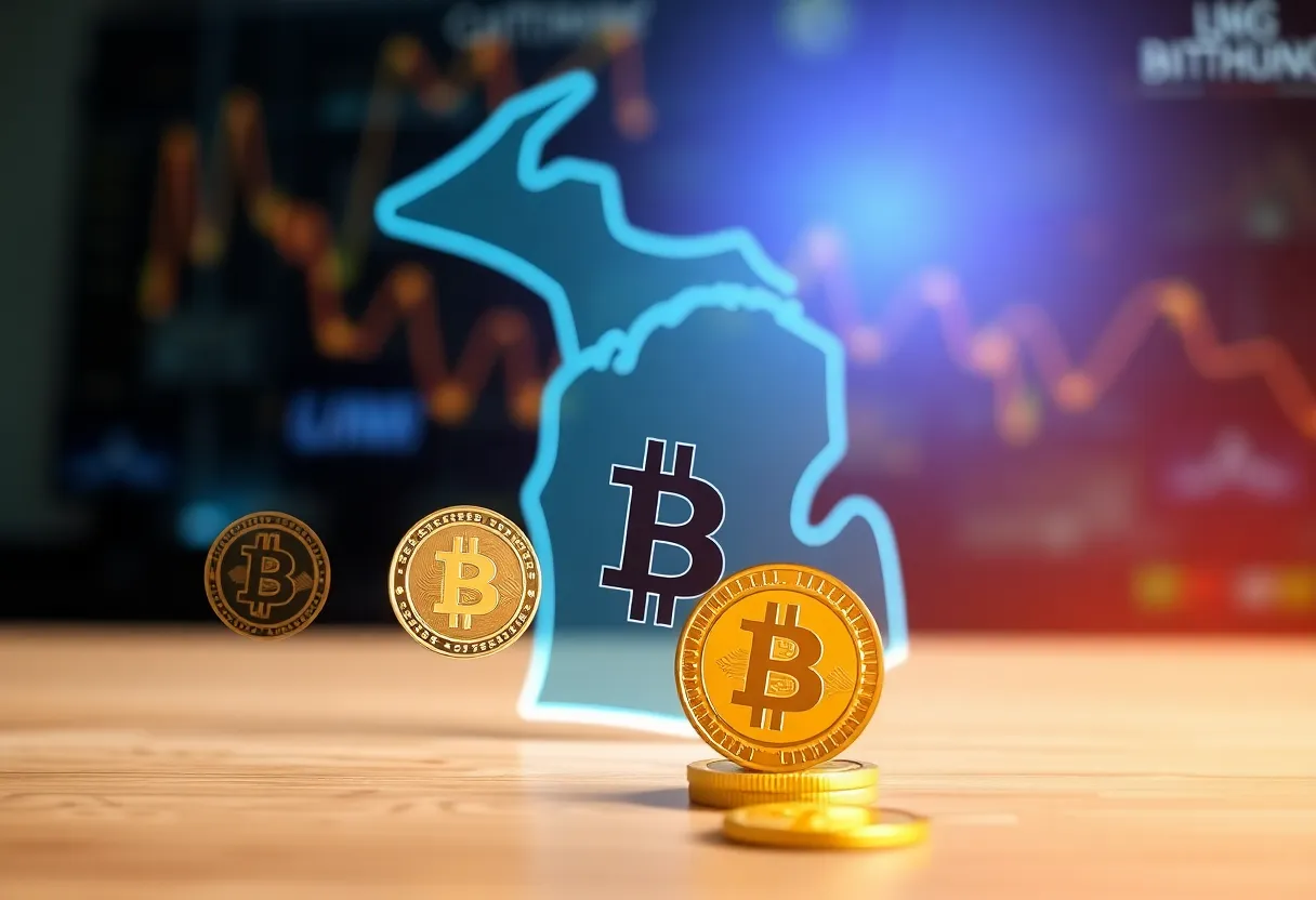 Graphic representation of cryptocurrency in Michigan