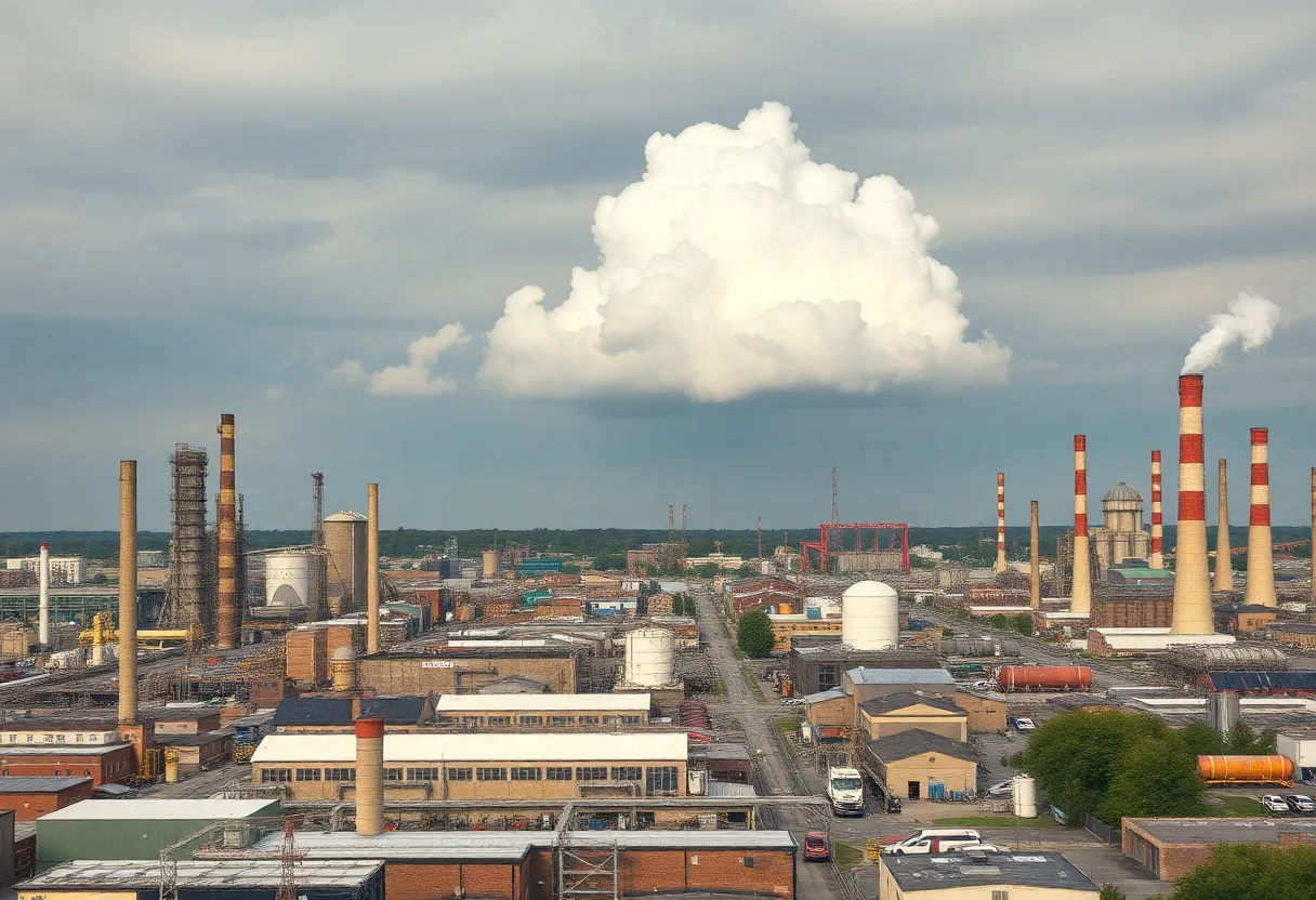 Industrial cityscape representing Michigan's economy amidst tariff concerns