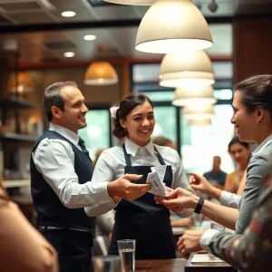 Servers working in a Michigan restaurant