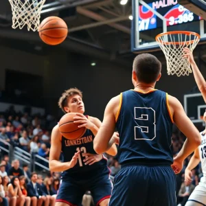 Michigan State basketball players enjoying a comeback victory against Oregon.