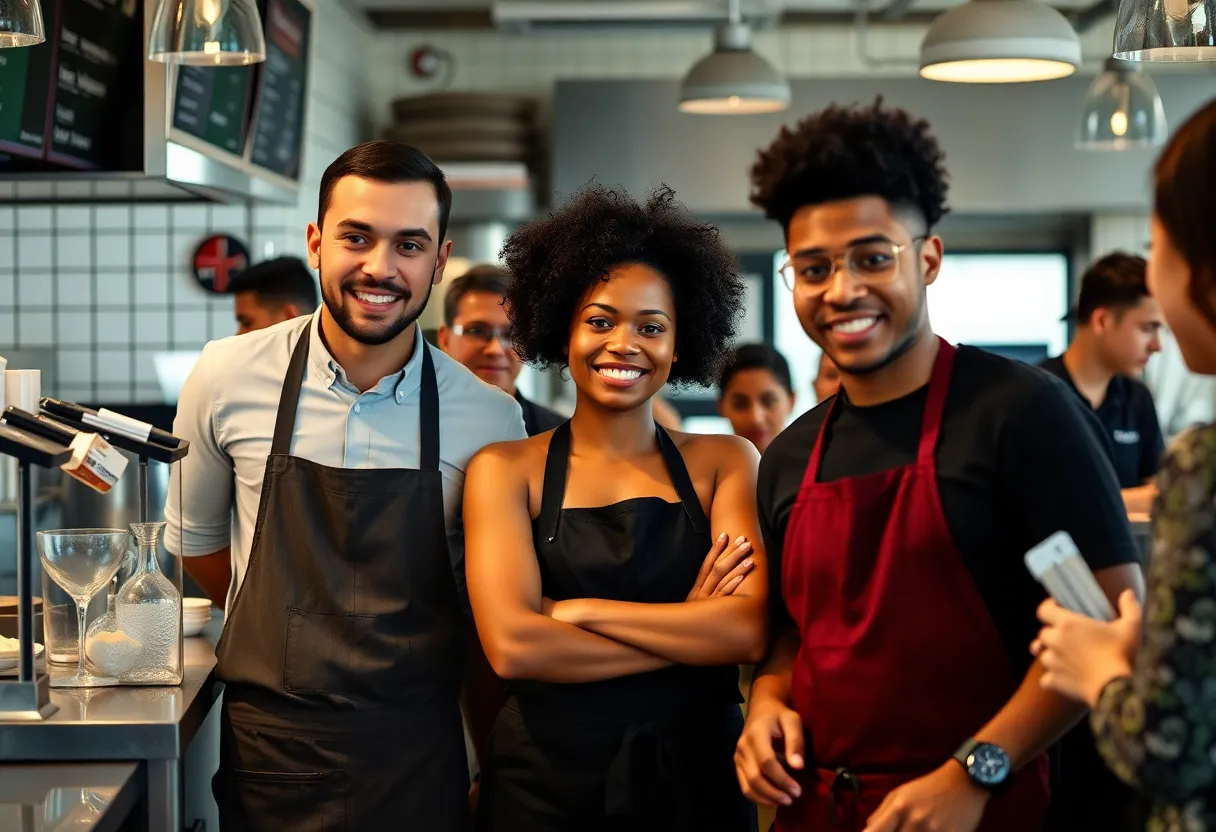 Tipped workers serving in a restaurant