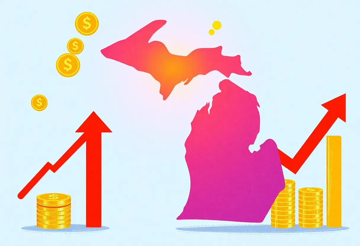 Illustration depicting the increase of minimum wage in Michigan
