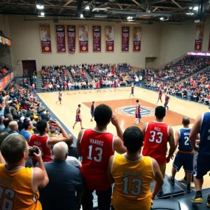 Players from Michigan and Michigan State compete on the basketball court