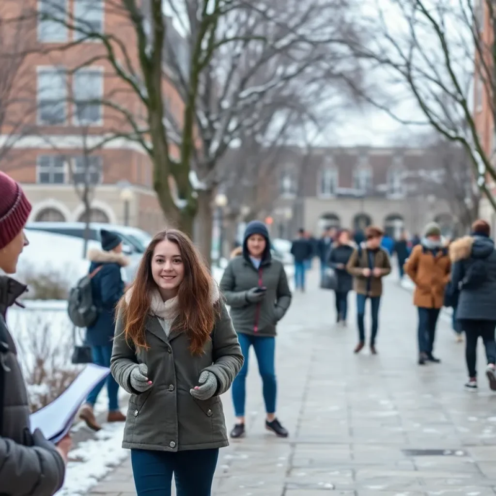 Students at Michigan State University engaging in support activities on campus.