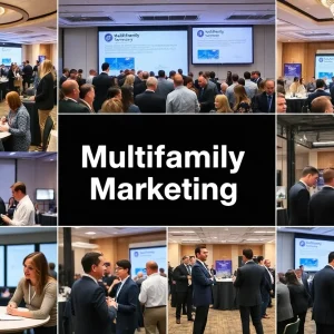 Attendees networking at multifamily marketing conferences in 2025.