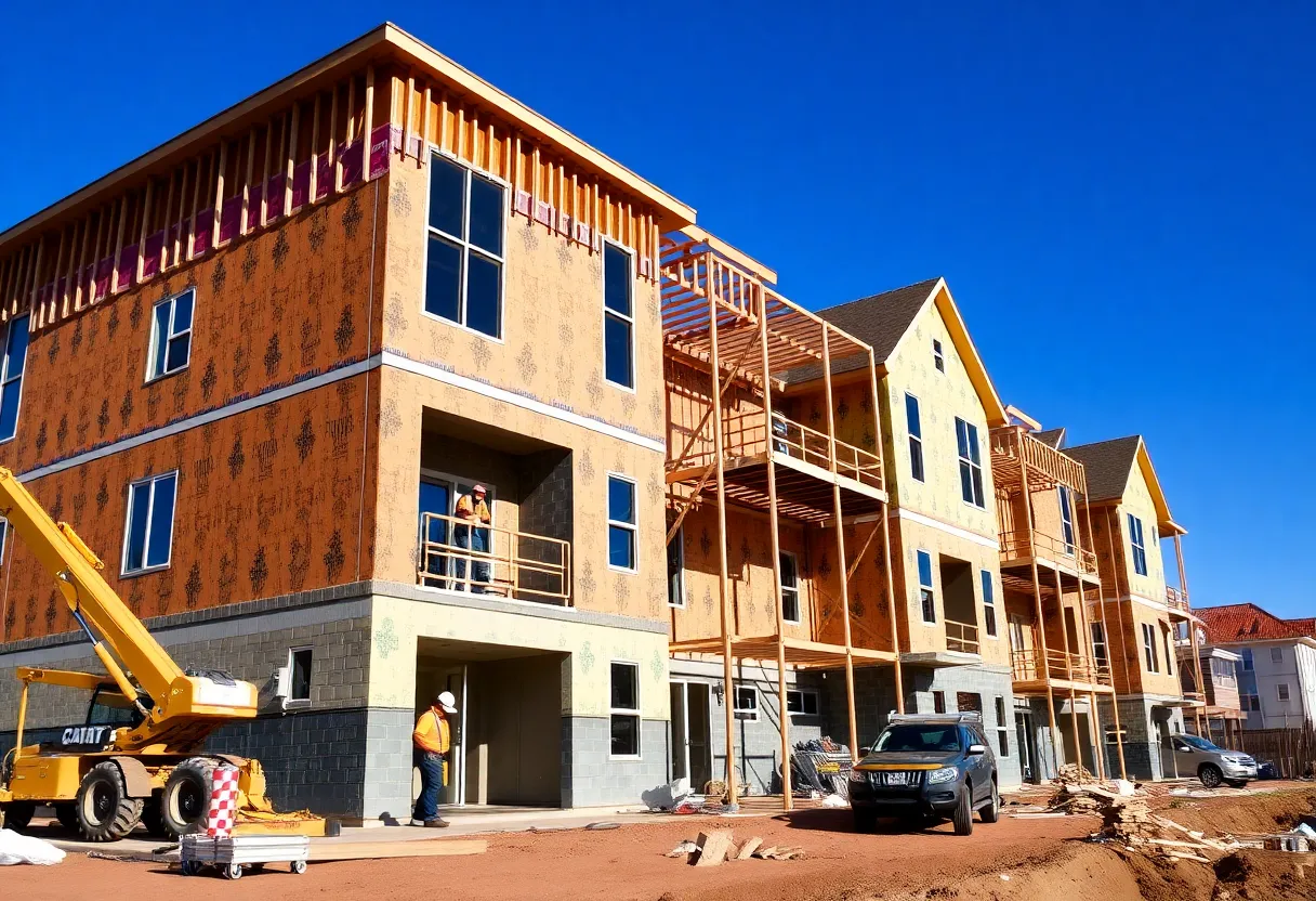Construction workers building a new home in Michigan