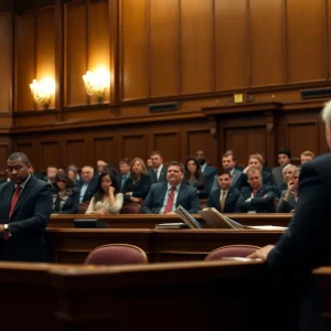 Courtroom setting during the adjournment of the Nijjar murder trial