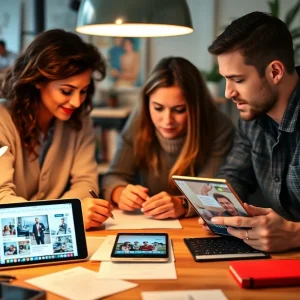 Marketers collaborating on emotional marketing strategies