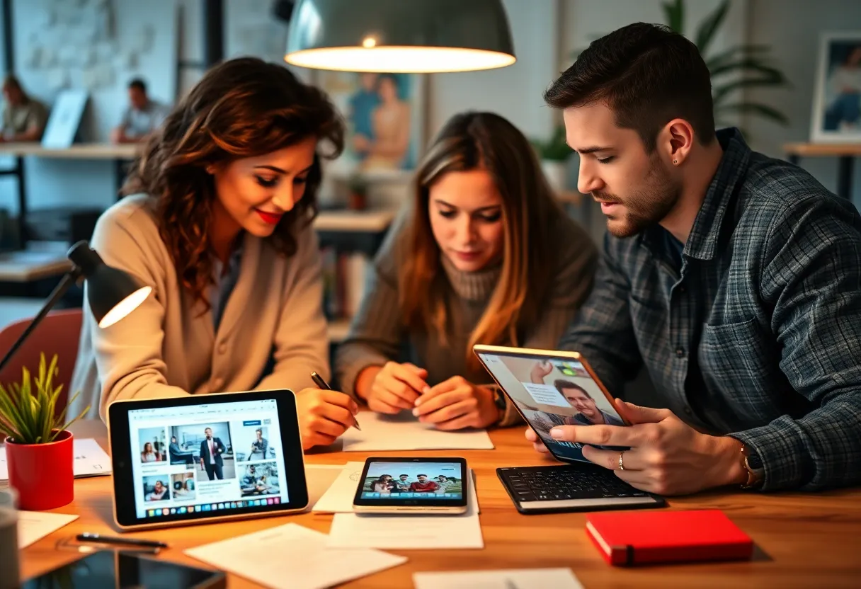 Marketers collaborating on emotional marketing strategies