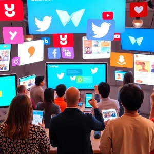 Illustration of social media engagement showcasing organic content interaction