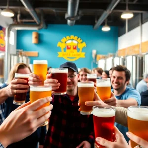 People enjoying craft beer at a Pennsylvania brewery