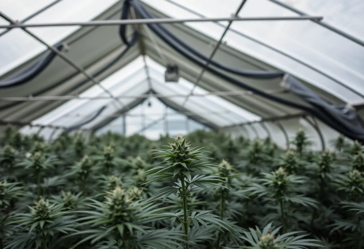 Pincanna greenhouse with cannabis plants inside