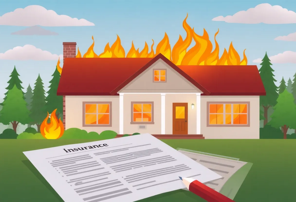 Illustration of a wildfire affected home in recovery