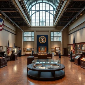 Historical presidential artifacts and renovated buildings in Michigan.