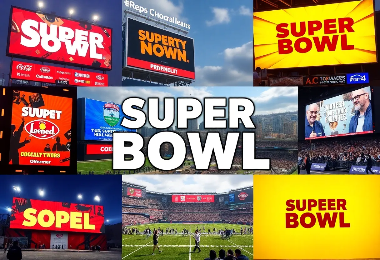 Local advertisements showcased during the Super Bowl.
