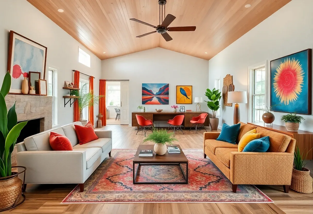 A bright and modern ranch home interior showcasing art and design