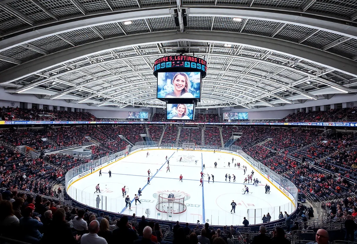 Conceptual design of a renovated Yost Ice Arena for women's hockey.