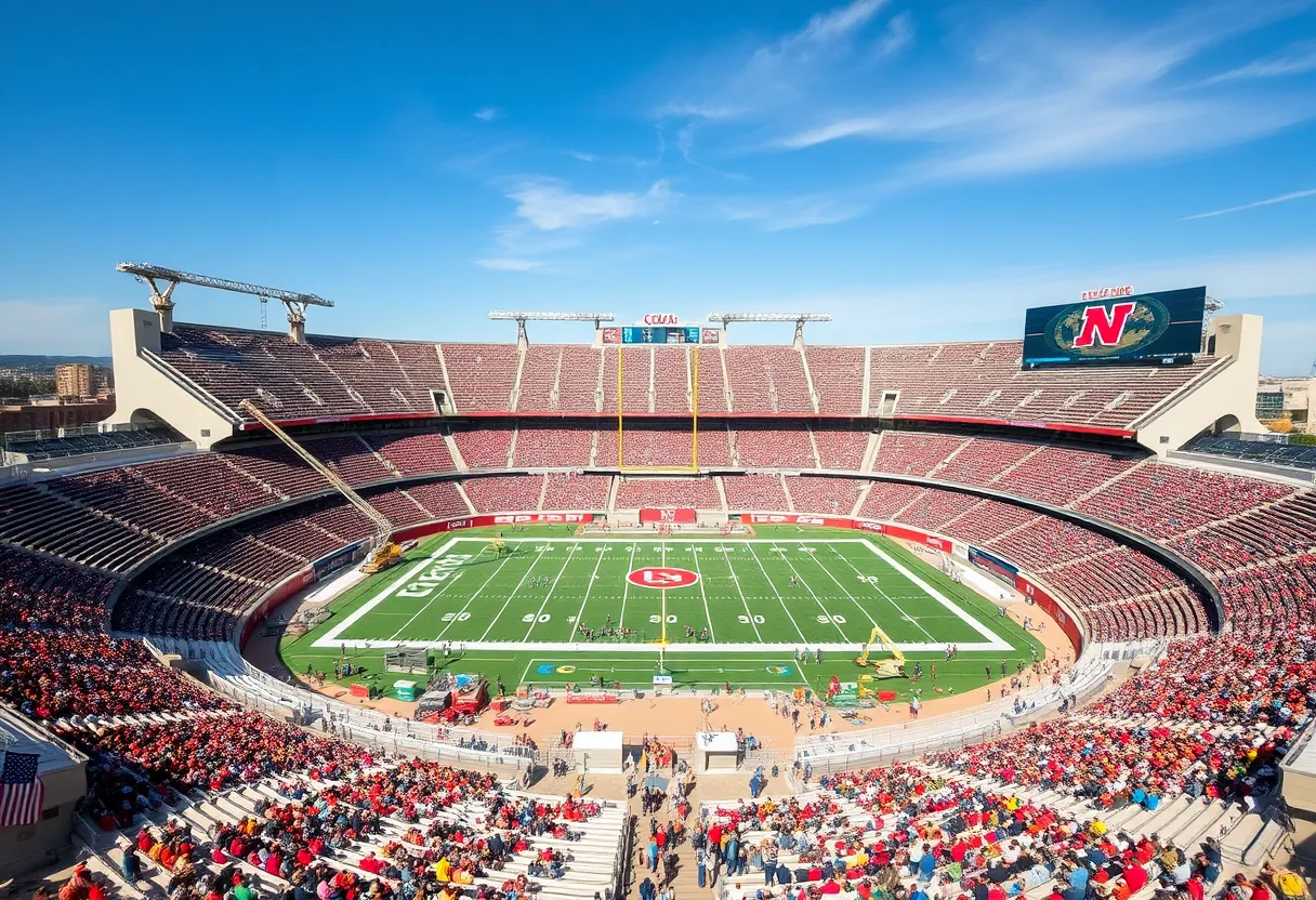 Renovated college football stadium with enthusiastic fans