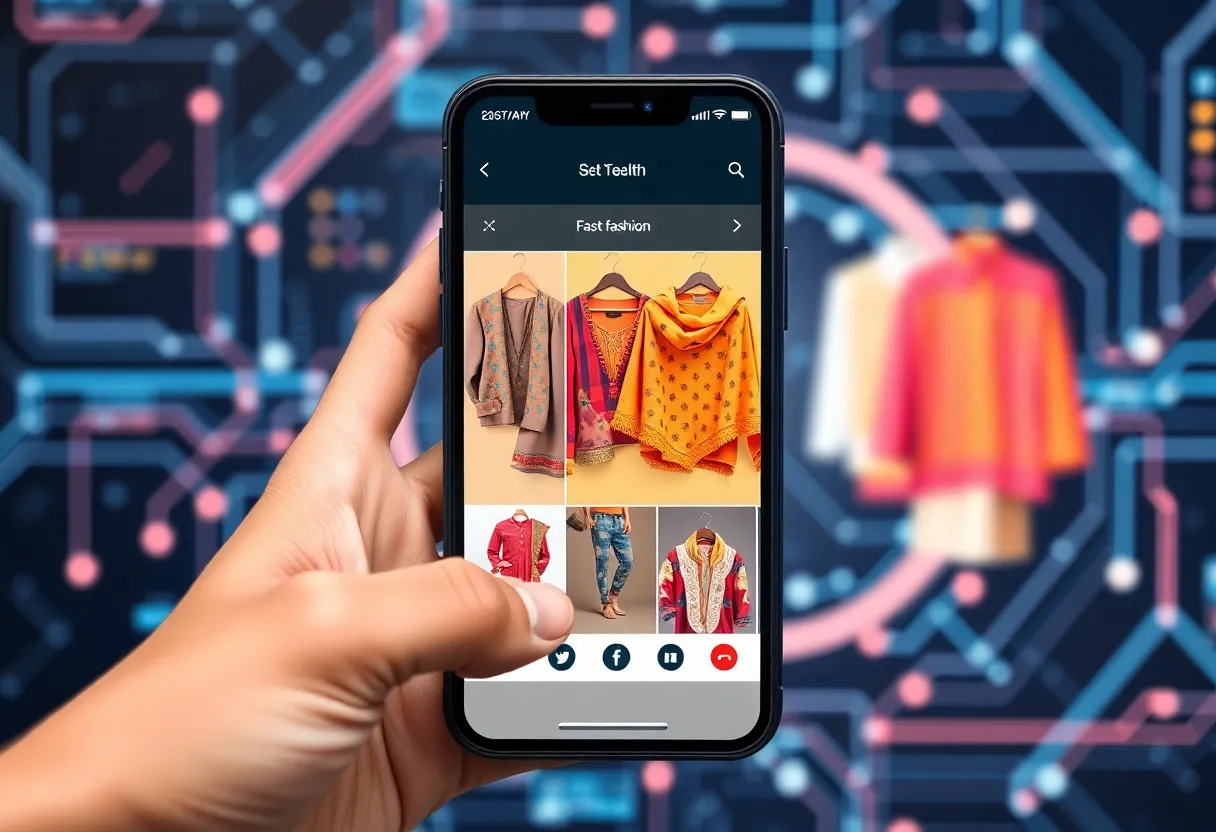 Smartphone displaying Shein India Fast Fashion app interface